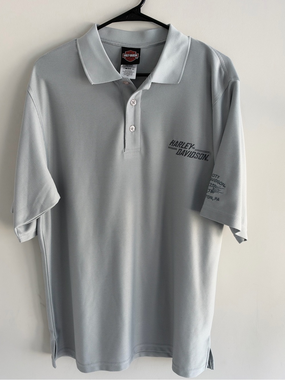 Harley Davidson Mens L Steel City Washington PA Gray Polo Shirt Motorcycle